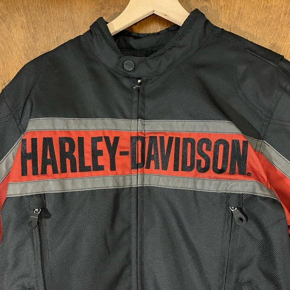 Mens Harley Davidson Riding Jacket Orange Black size Medium Motorcycles Bikers - Picture 5 of 16